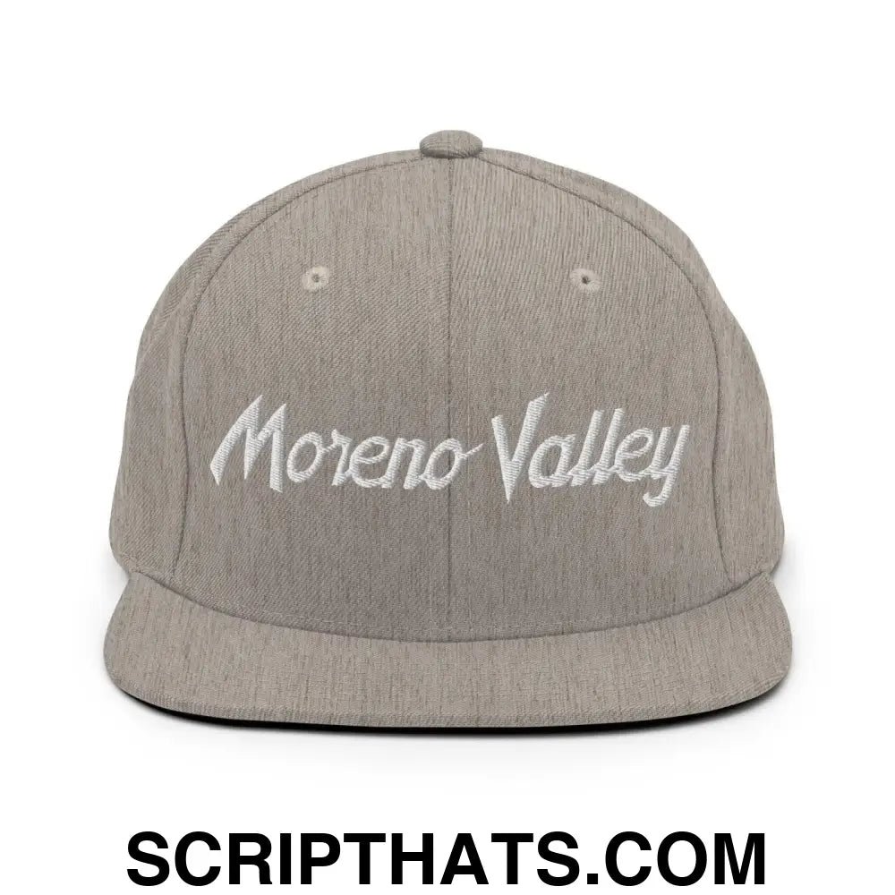 Moreno Valley Script Snapback Hat Heather Grey