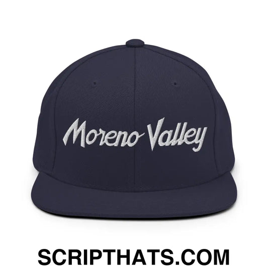 Moreno Valley Script Snapback Hat Navy