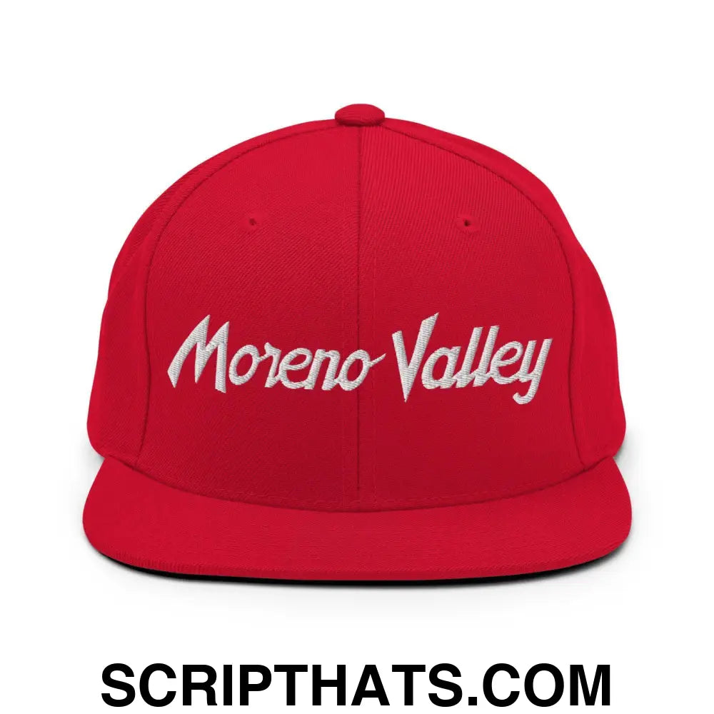 Moreno Valley Script Snapback Hat Red