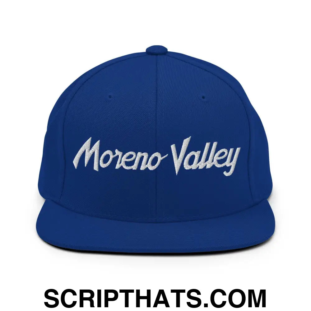 Moreno Valley Script Snapback Hat Royal Blue