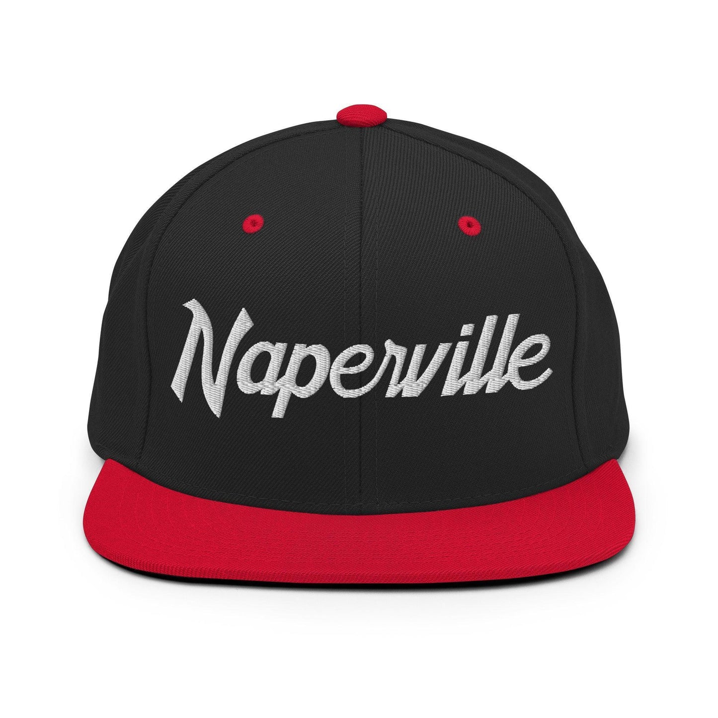 Naperville Script Snapback Hat Black Red