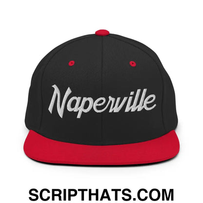 Naperville Script Snapback Hat Black Red