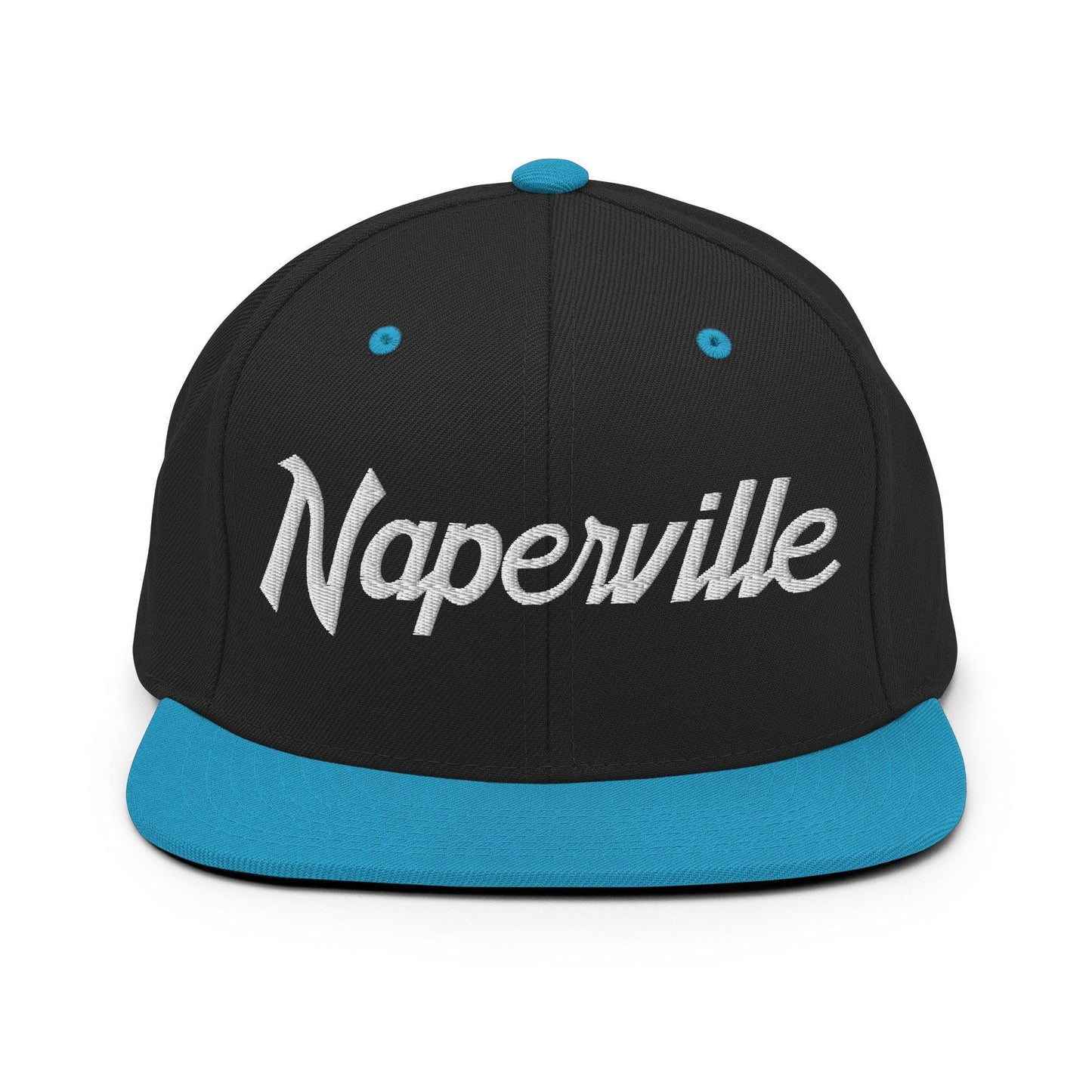 Naperville Script Snapback Hat Black Teal