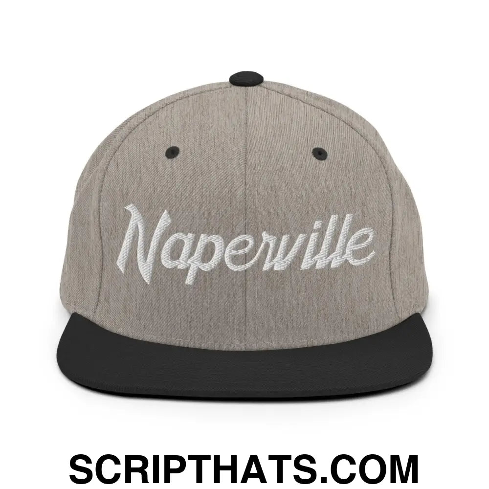 Naperville Script Snapback Hat Heather Black