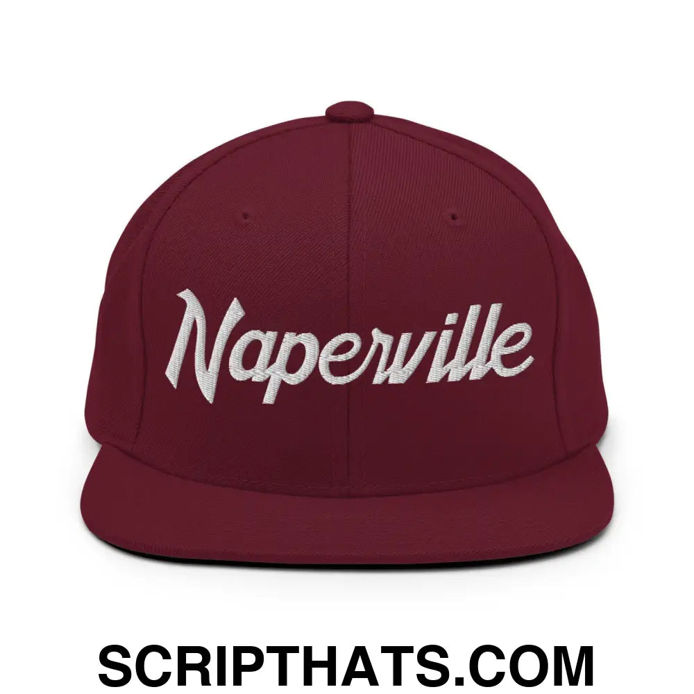 Naperville Script Snapback Hat Maroon