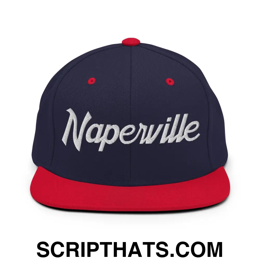 Naperville Script Snapback Hat Navy Red