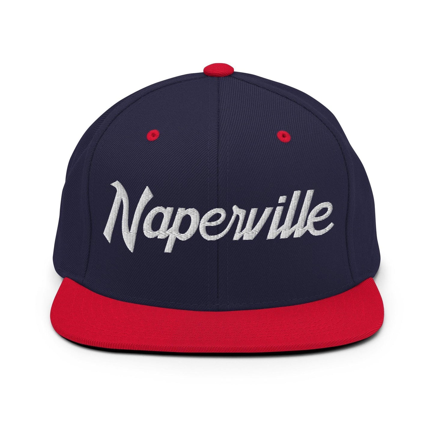 Naperville Script Snapback Hat Navy Red