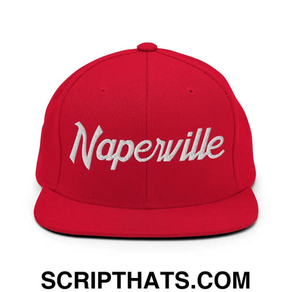 Naperville Script Snapback Hat Red