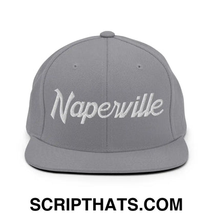 Naperville Script Snapback Hat Silver