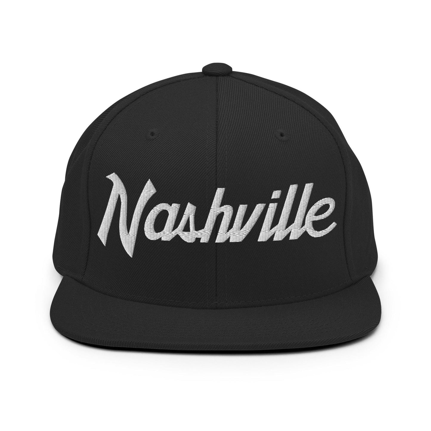 Nashville Script Snapback Hat Black
