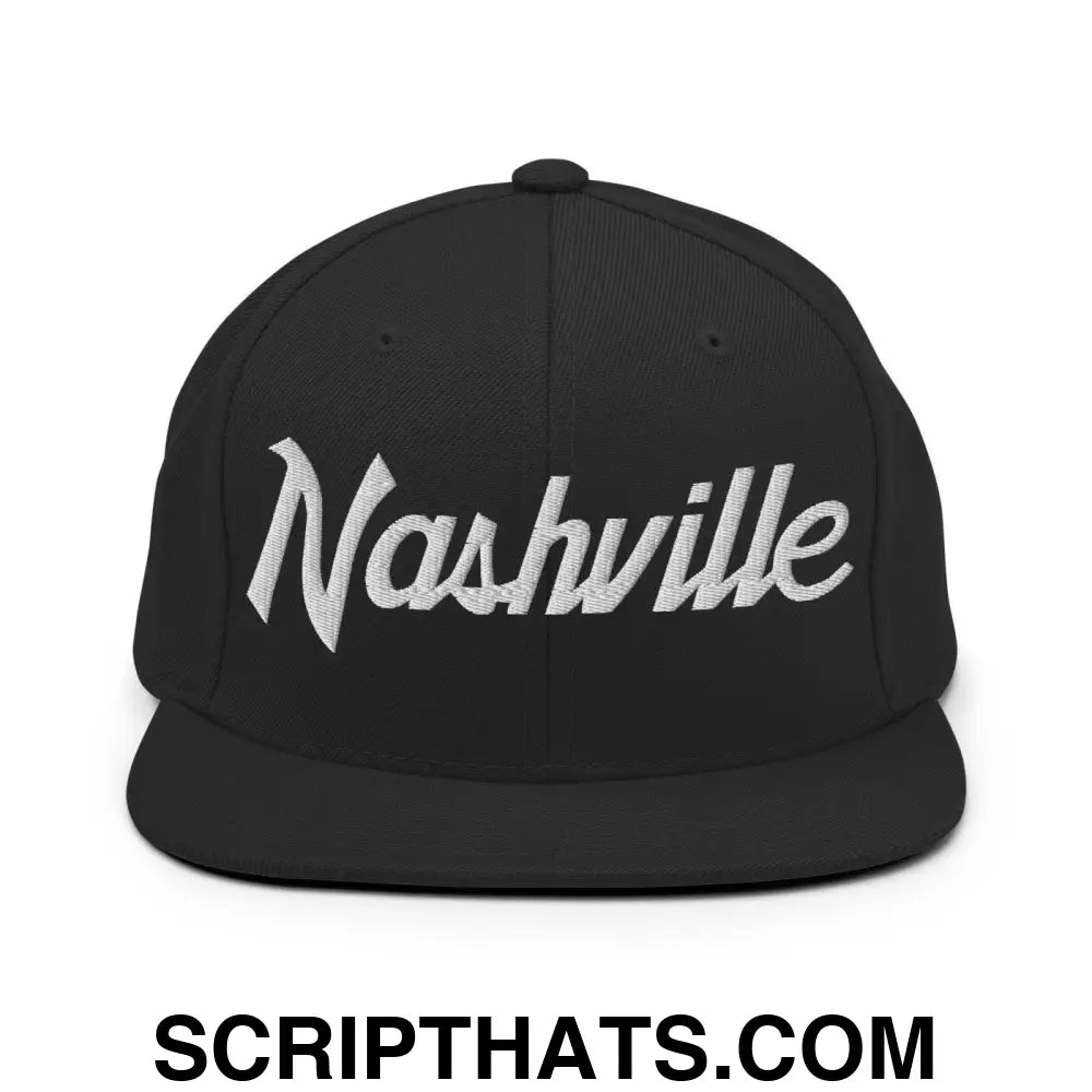 Nashville Script Snapback Hat Black