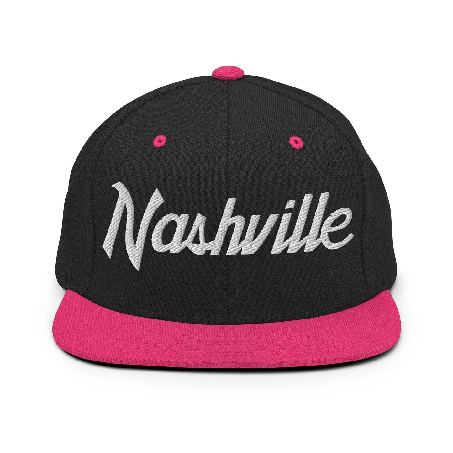 Nashville Script Snapback Hat Black Neon Pink