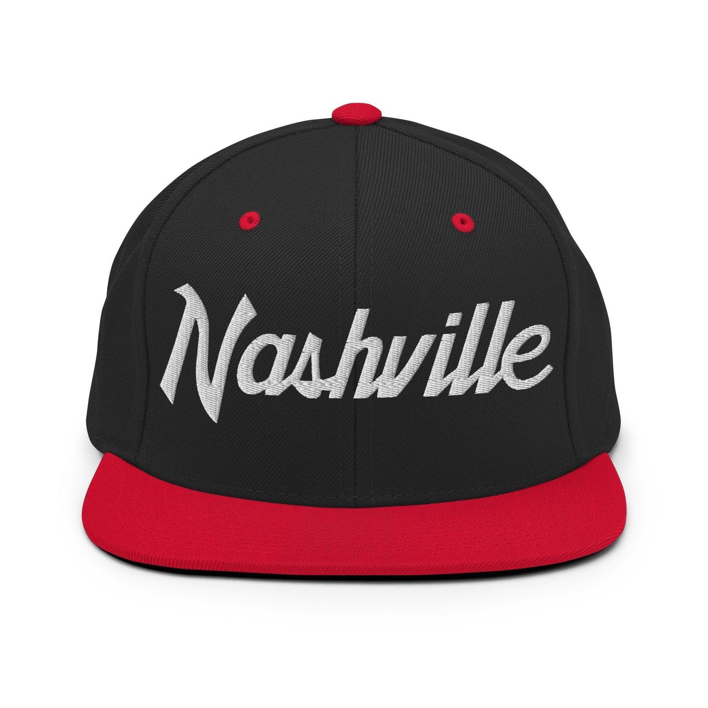 Nashville Script Snapback Hat Black Red