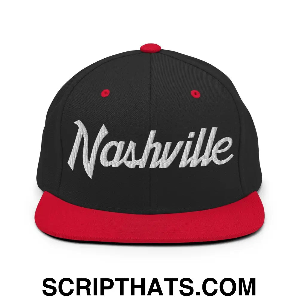 Nashville Script Snapback Hat Black Red