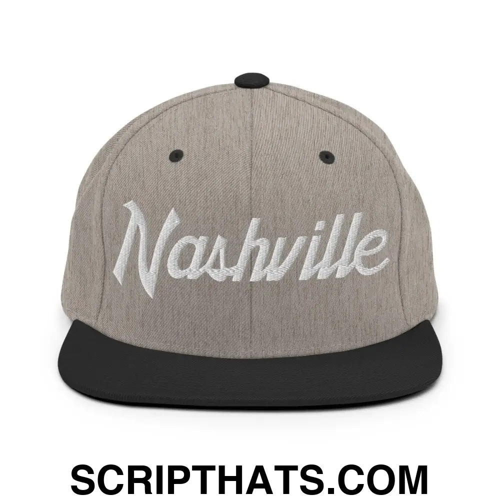 Nashville Script Snapback Hat Heather Black