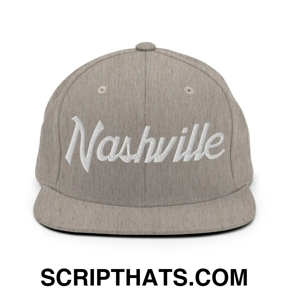 Nashville Script Snapback Hat Heather Grey