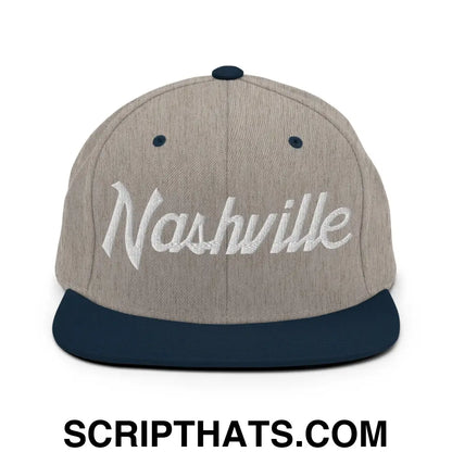 Nashville Script Snapback Hat Heather Grey Navy