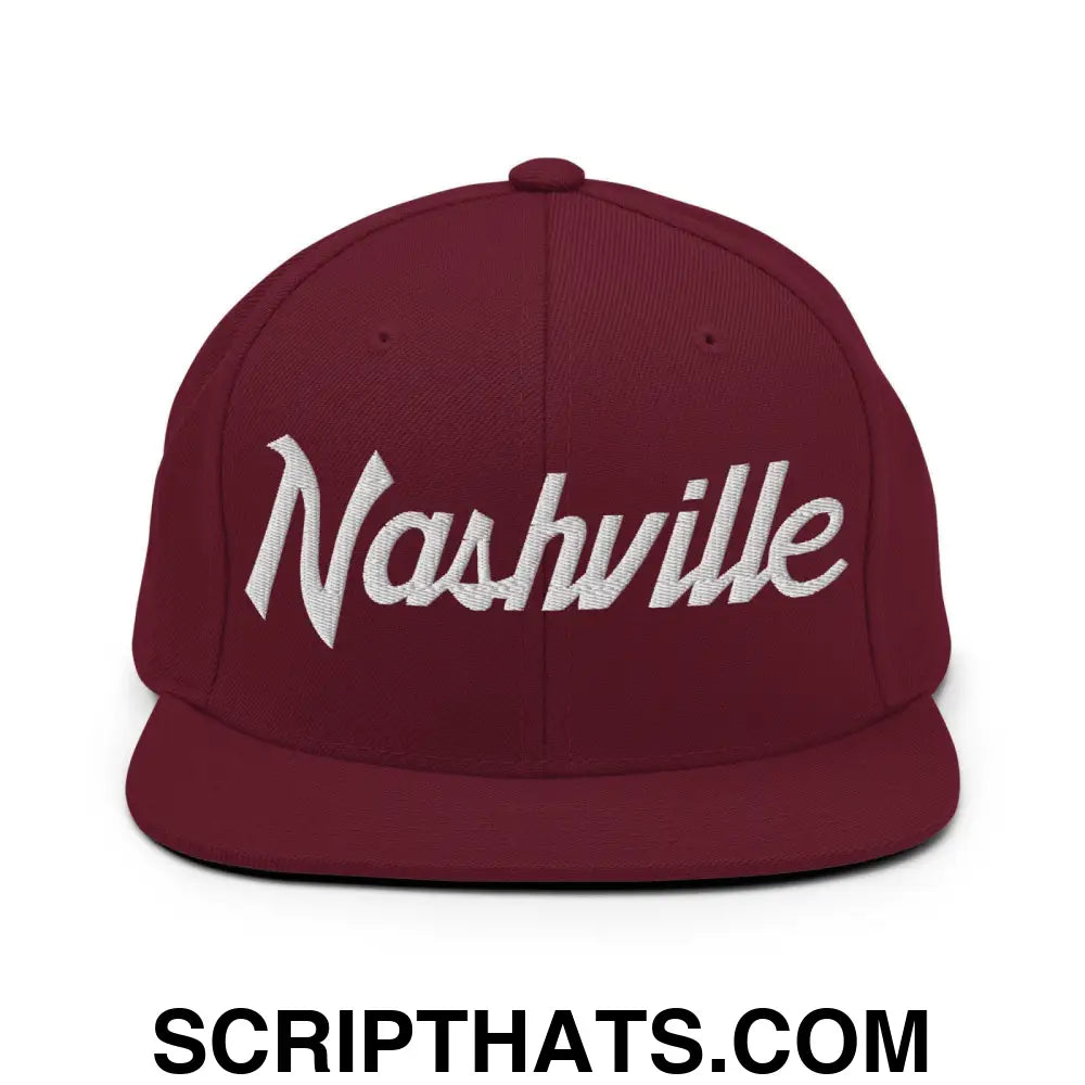 Nashville Script Snapback Hat Maroon