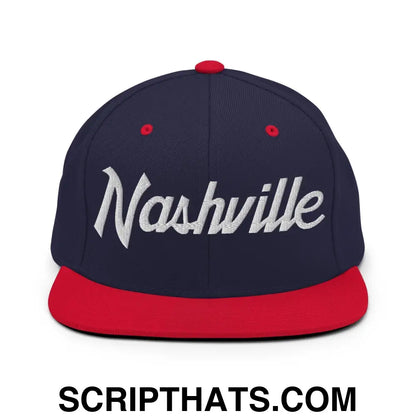 Nashville Script Snapback Hat Navy Red