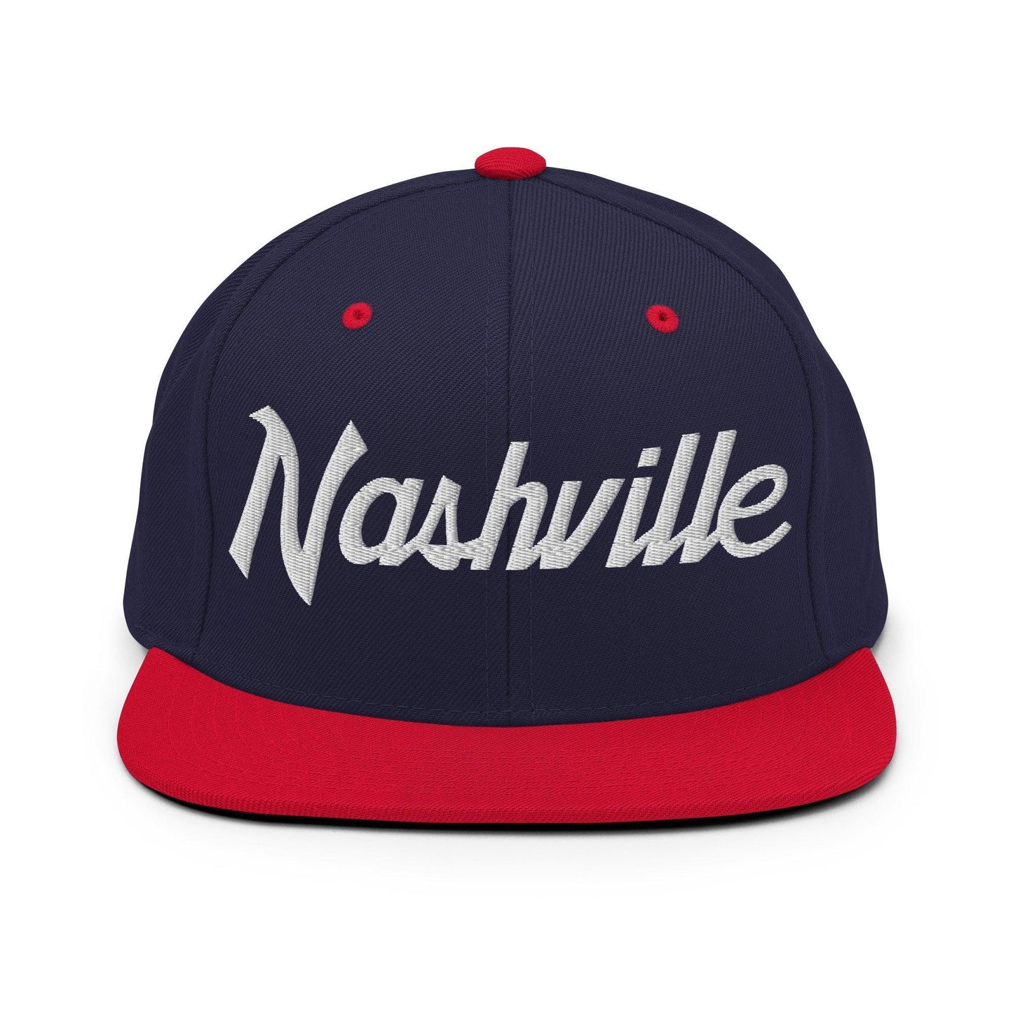 Nashville Script Snapback Hat Navy Red