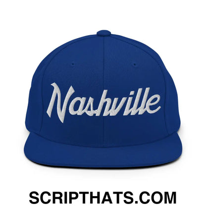 Nashville Script Snapback Hat Royal Blue