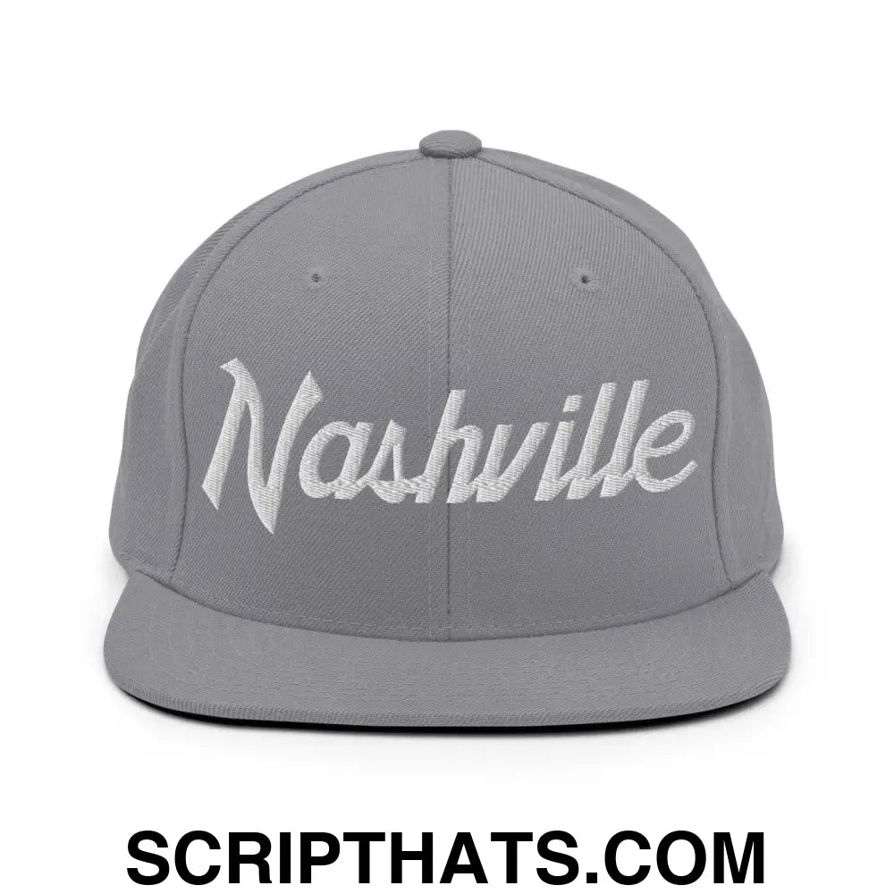 Nashville Script Snapback Hat Silver