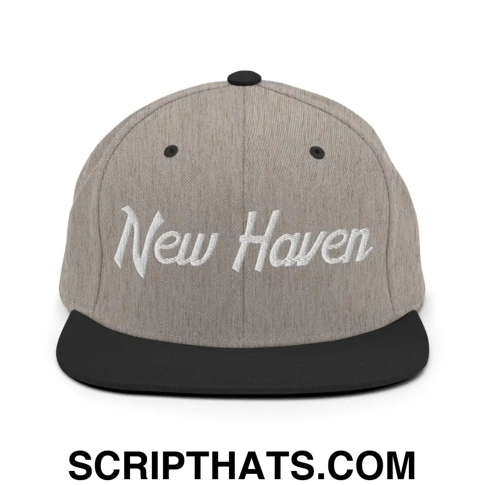 New Haven Script Snapback Hat Heather Black