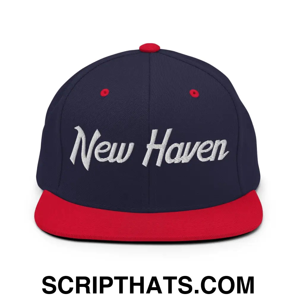 New Haven Script Snapback Hat Navy Red