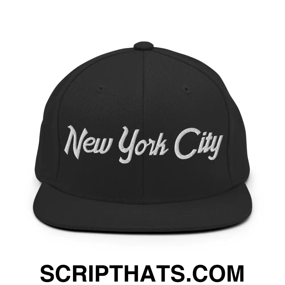 New York City Script Snapback Hat Black