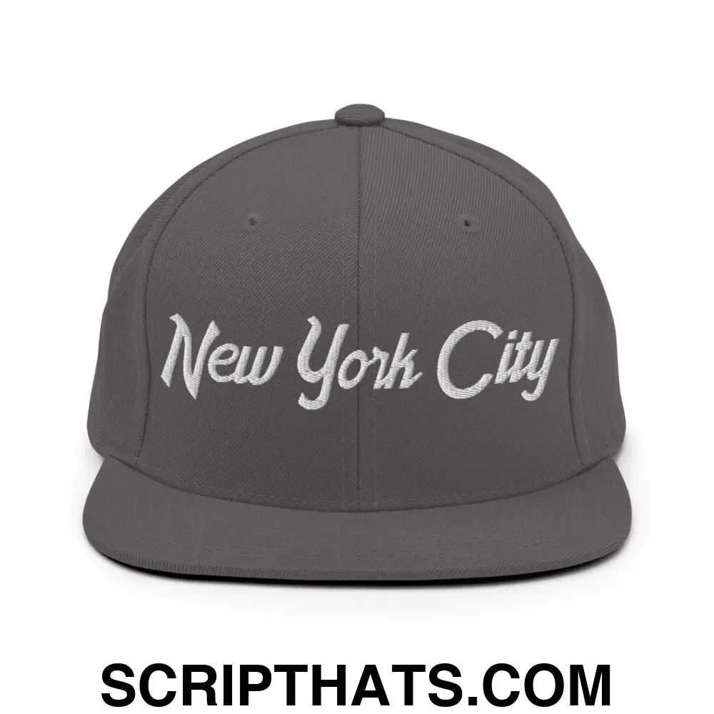 New York City Script Snapback Hat Dark Grey