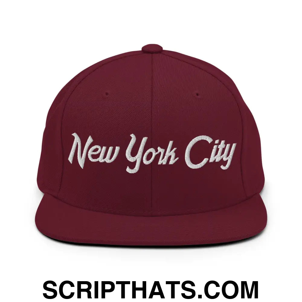 New York City Script Snapback Hat Maroon