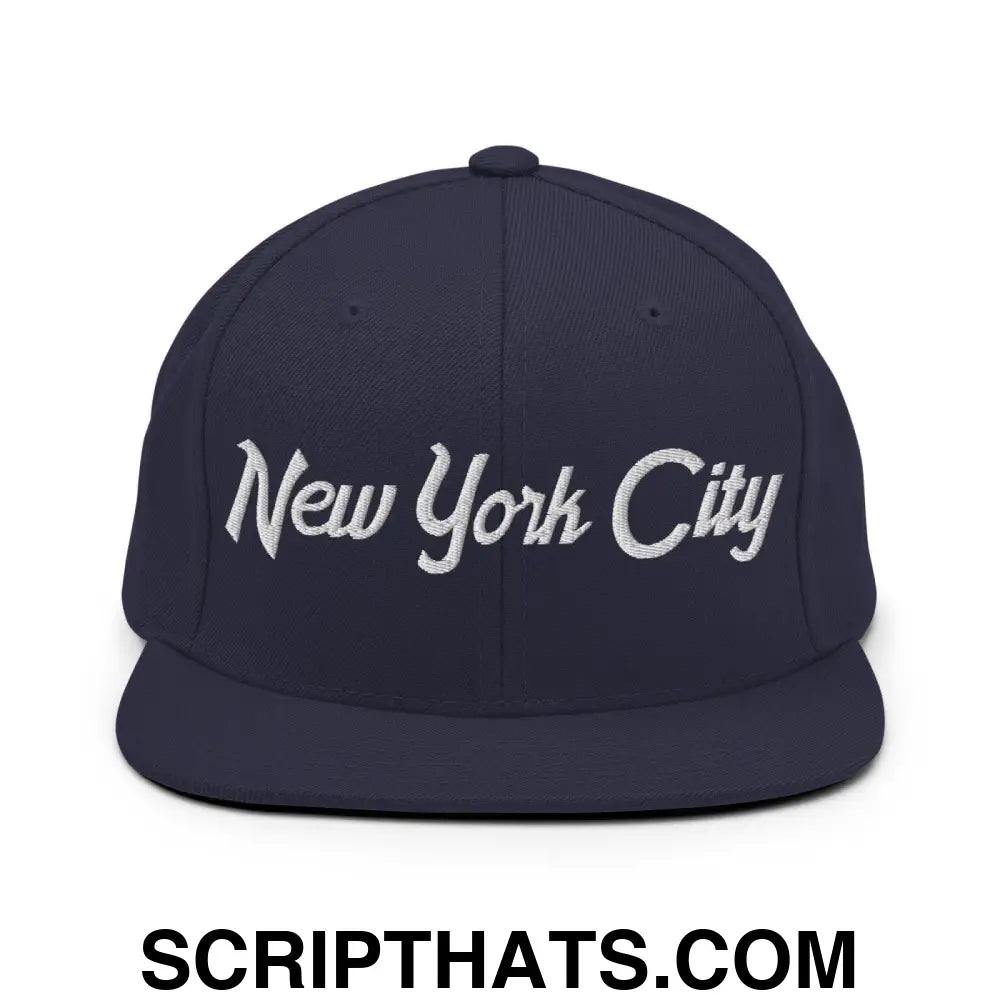 New York City Script Snapback Hat Navy