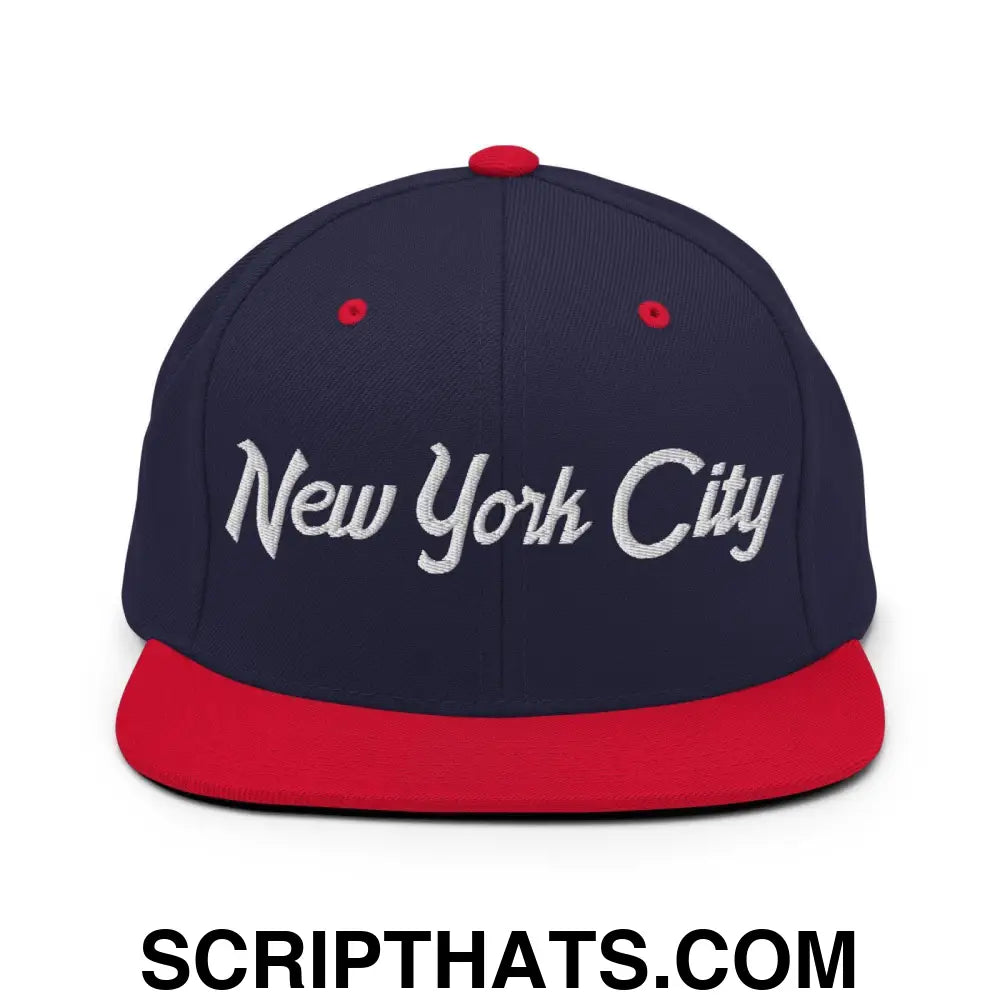 New York City Script Snapback Hat Navy Red