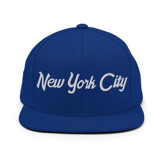 New York City Script Snapback Hat Royal Blue