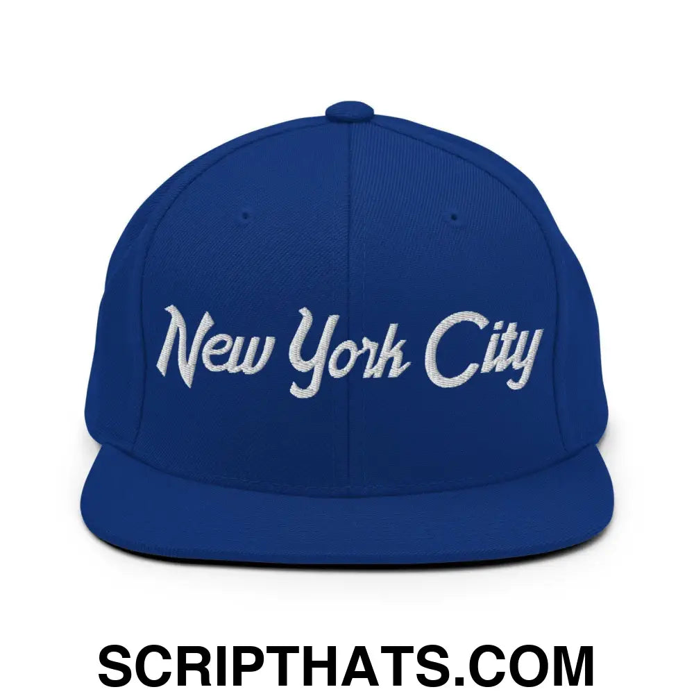 New York City Script Snapback Hat Royal Blue