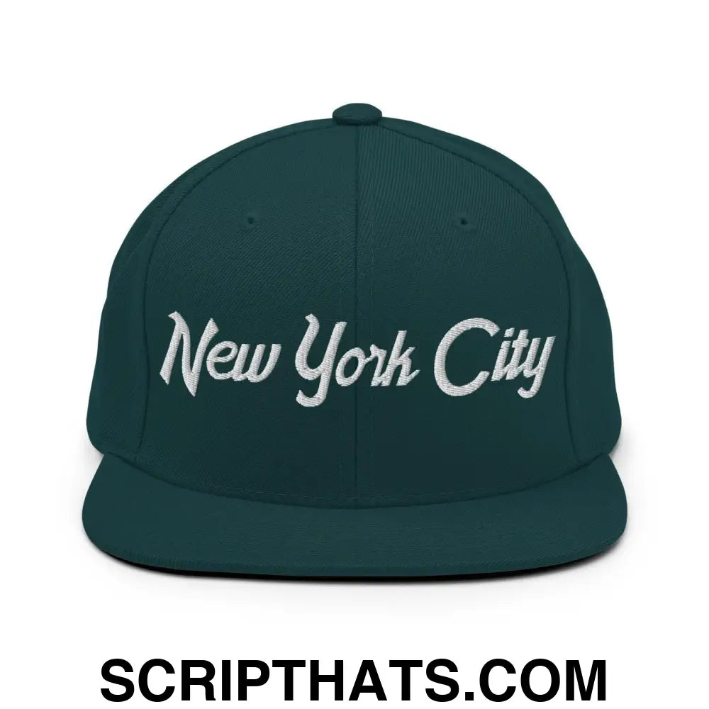 New York City Script Snapback Hat Spruce