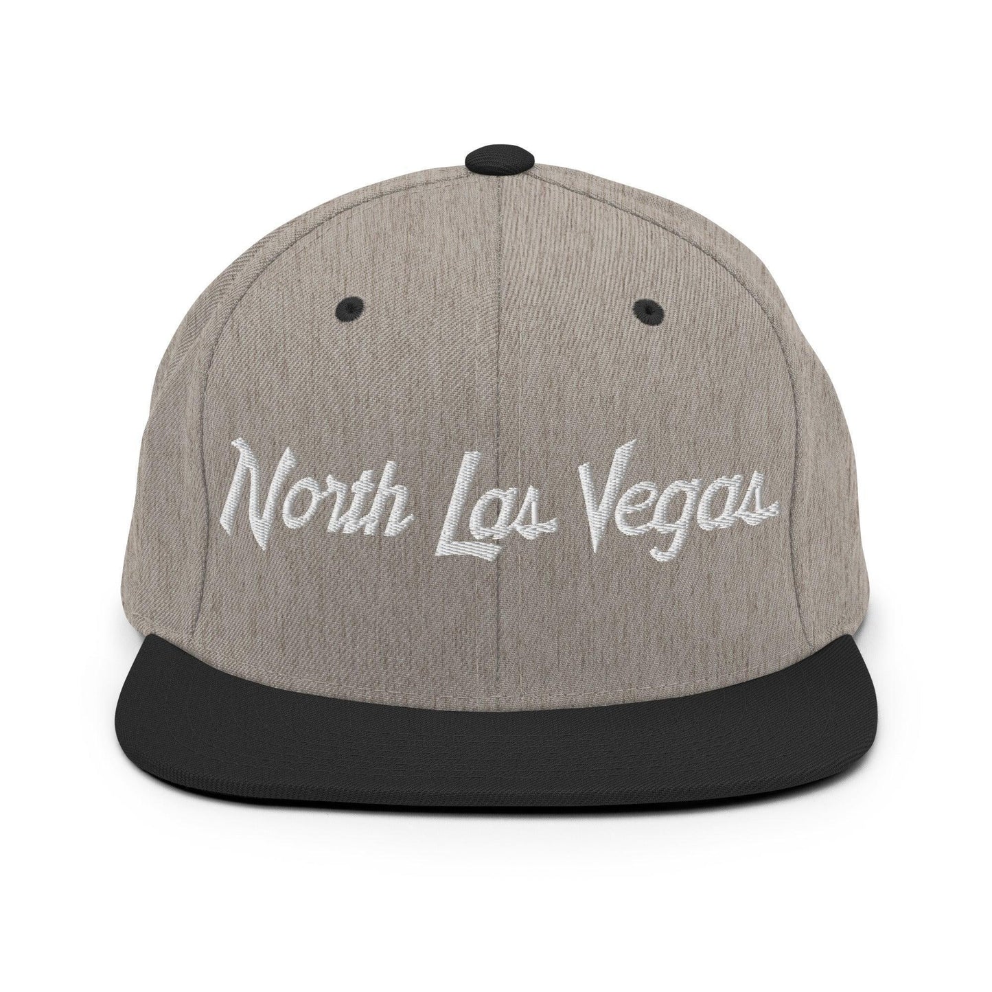 North Las Vegas Script Snapback Hat Heather Black
