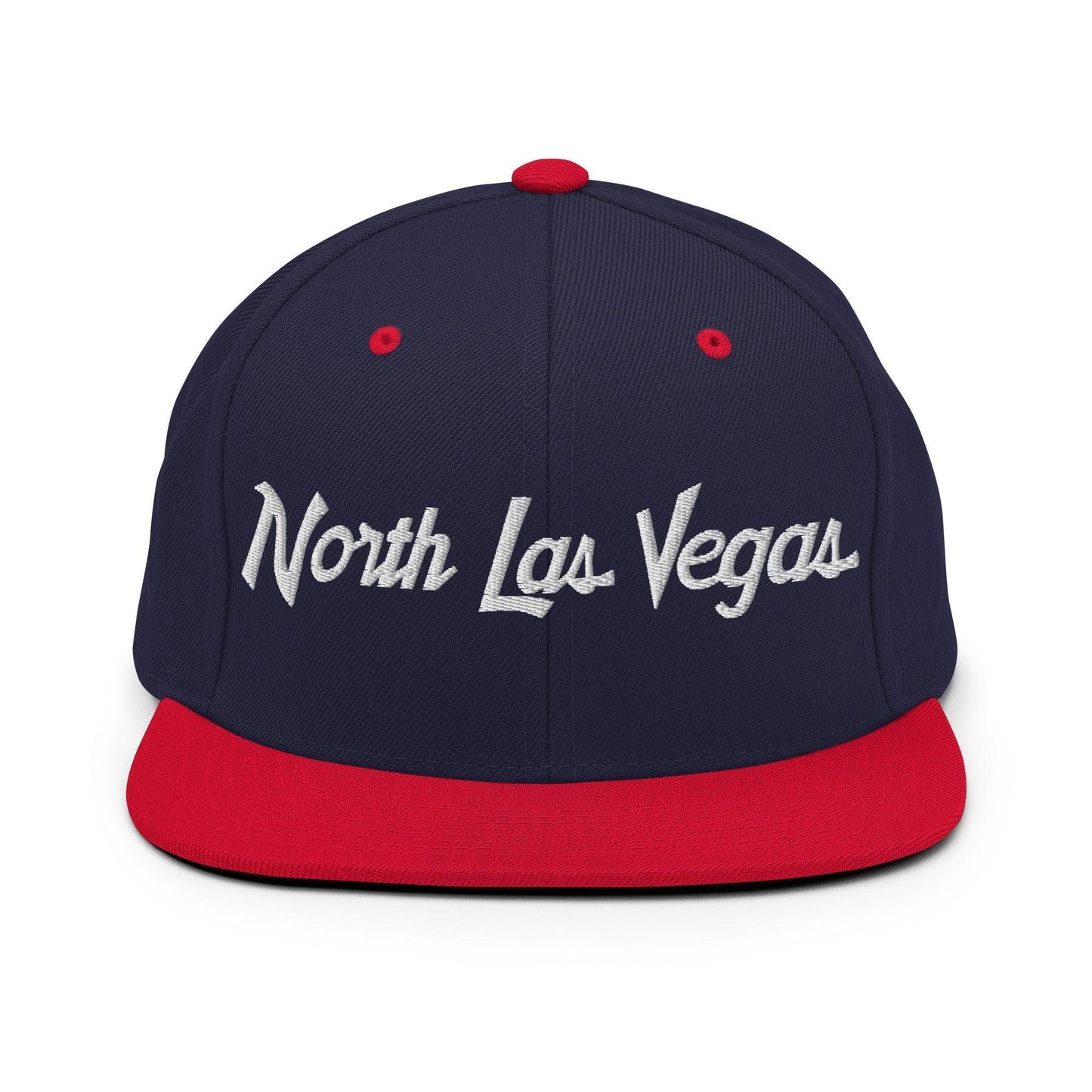 North Las Vegas Script Snapback Hat Navy Red