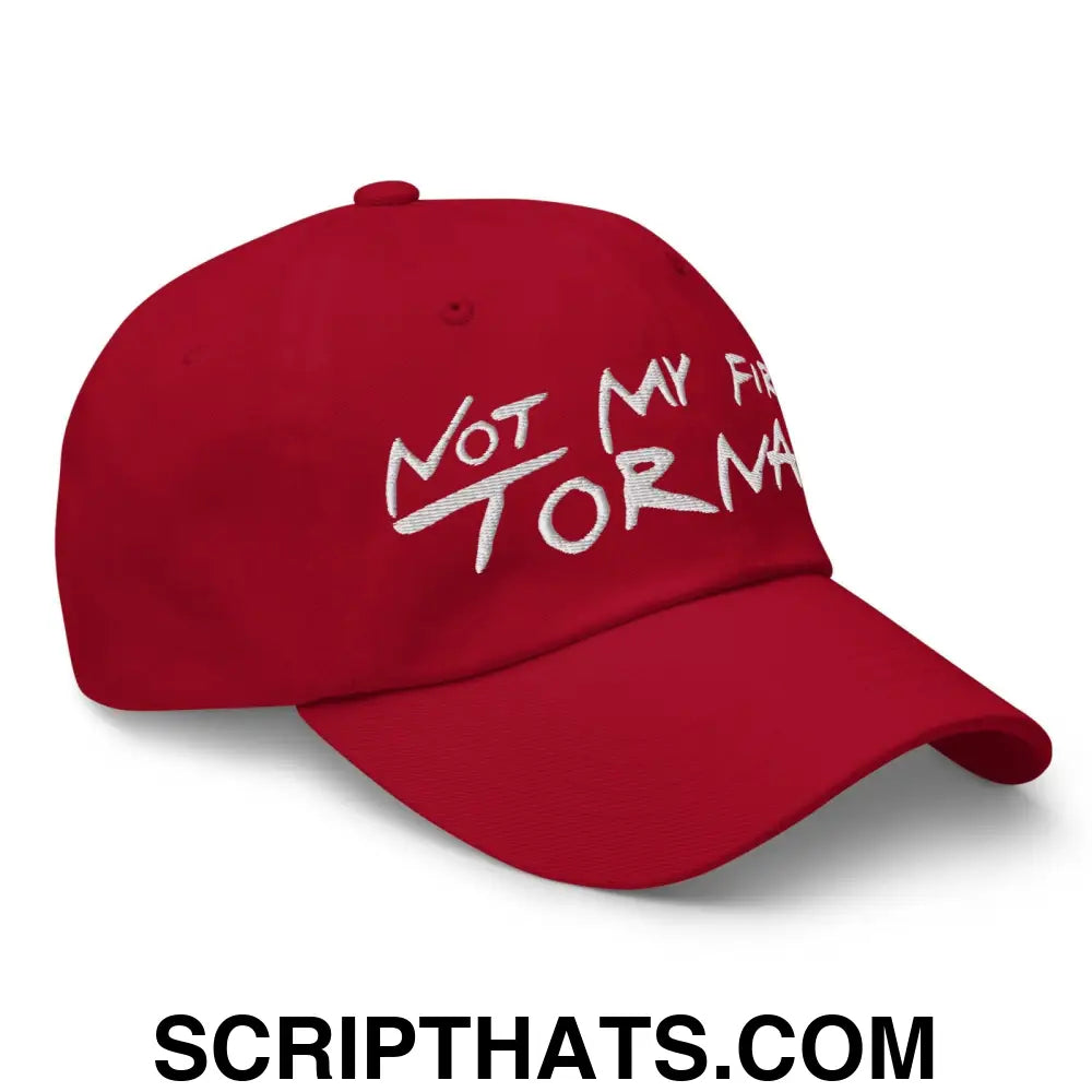 Not My First Tornado Dad Hat Cranberry