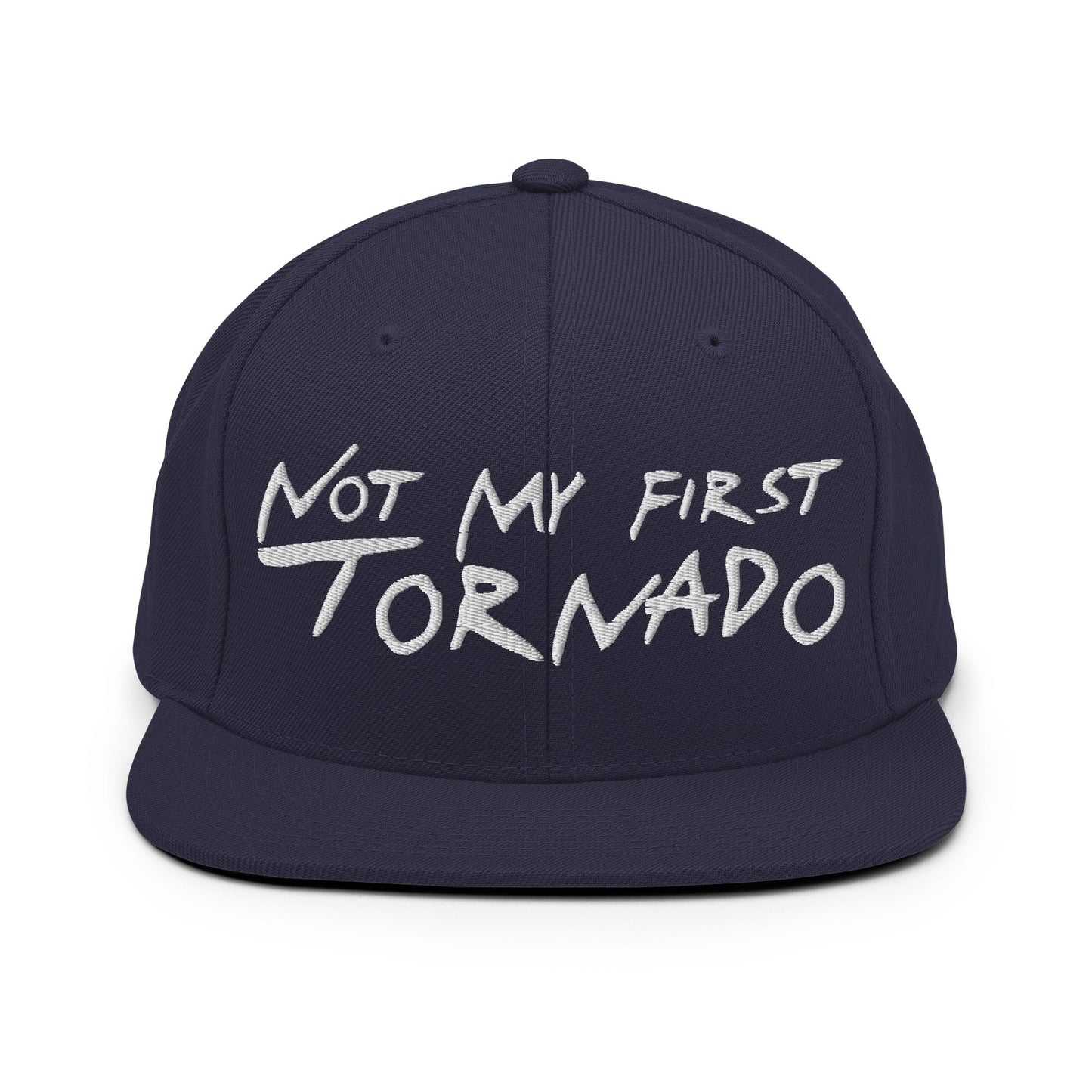 Not My First Tornado Flat Bill Brim Snapback Hat Navy