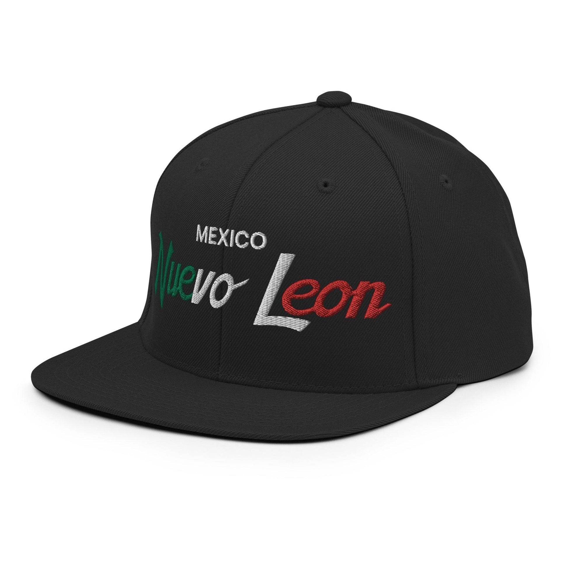 Nuevo Leon Mexico Vintage Sports Script Snapback Hat Black