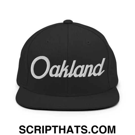 Oakland Script Snapback Hat Black