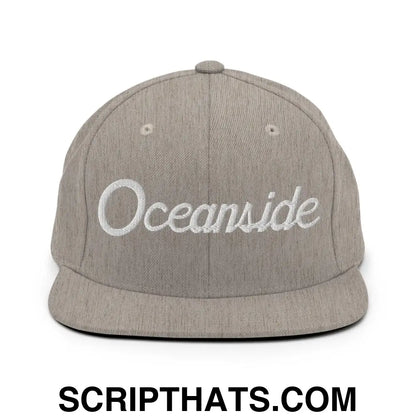 Oceanside Script Snapback Hat Heather Grey