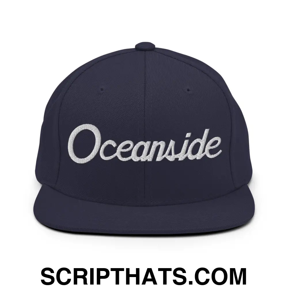 Oceanside Script Snapback Hat Navy