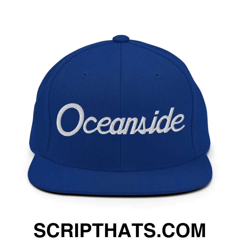 Oceanside Script Snapback Hat Royal Blue