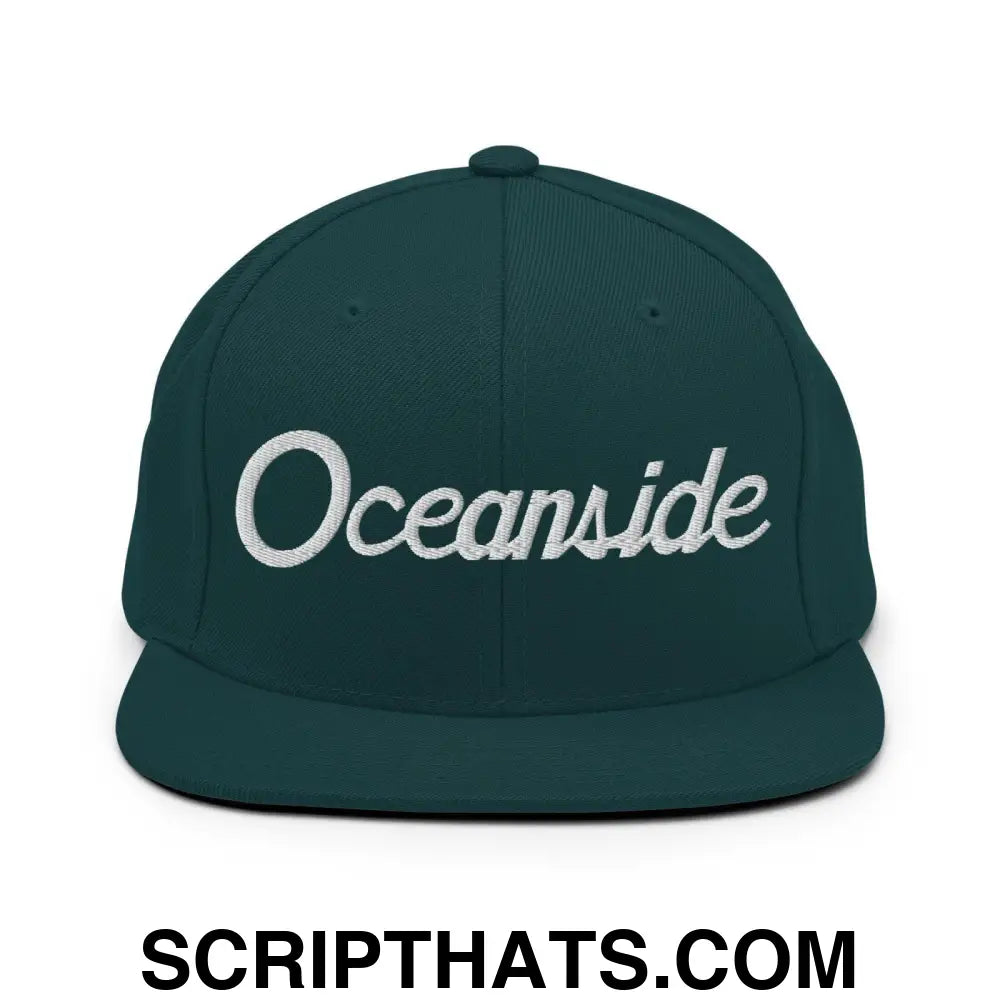 Oceanside Script Snapback Hat Spruce