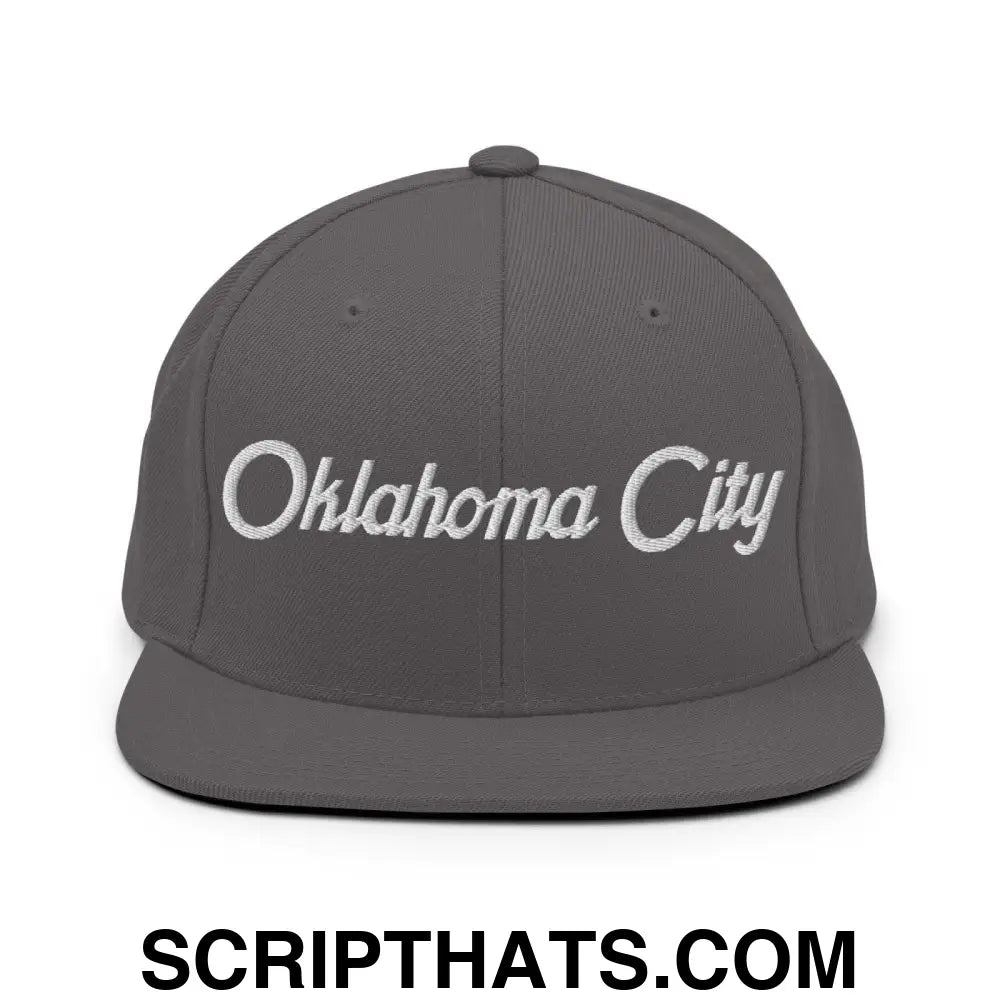 Oklahoma City Script Snapback Hat Dark Grey