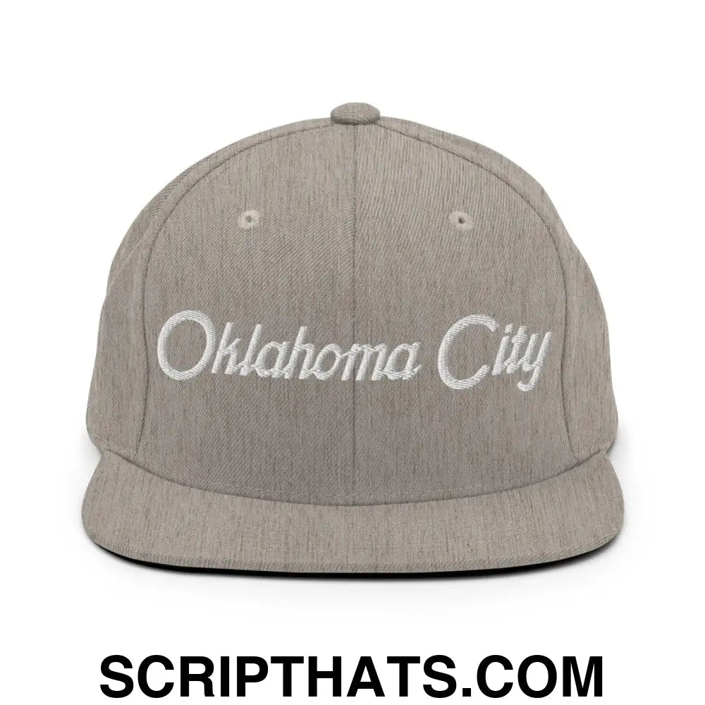 Oklahoma City Script Snapback Hat Heather Grey