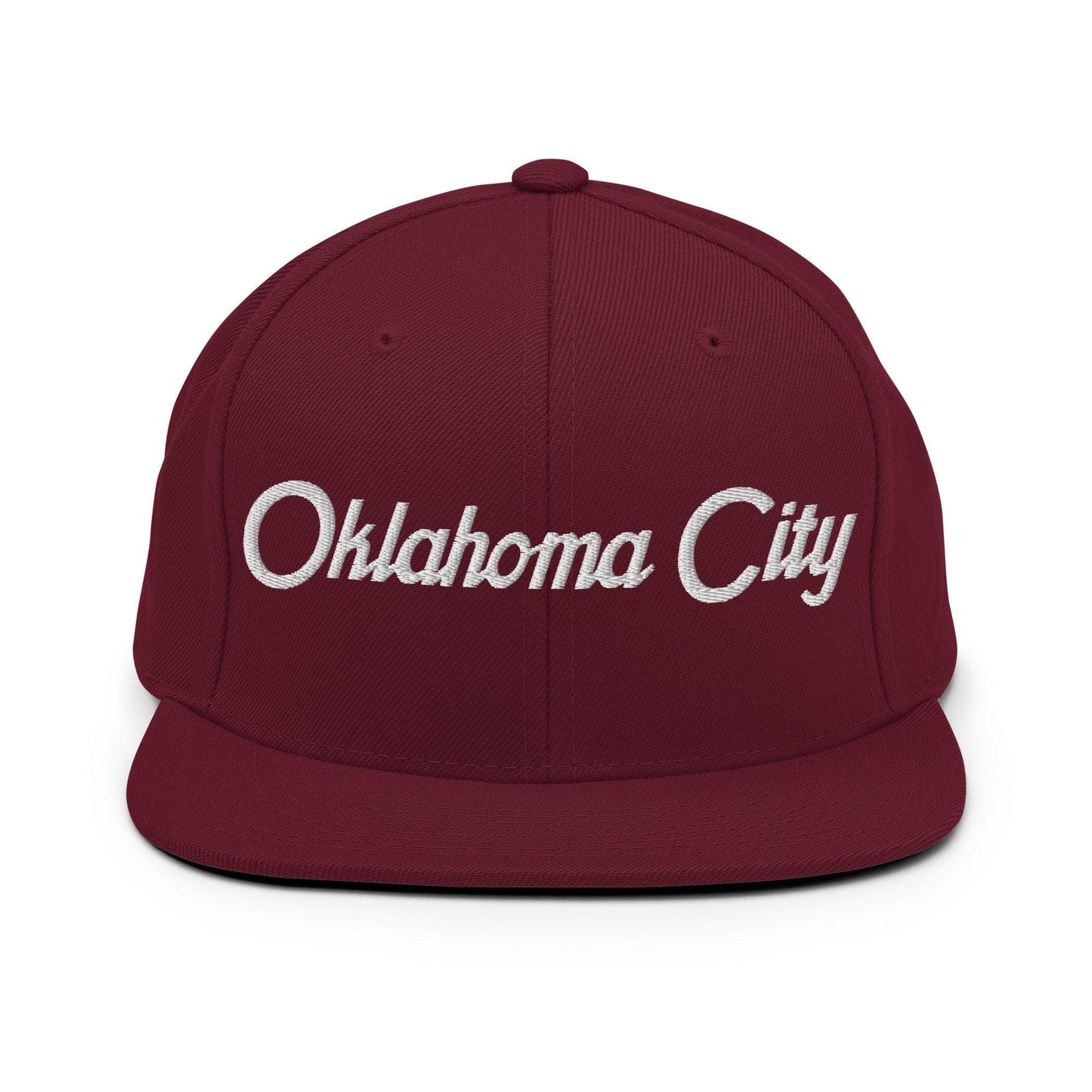 Oklahoma City Script Snapback Hat Maroon