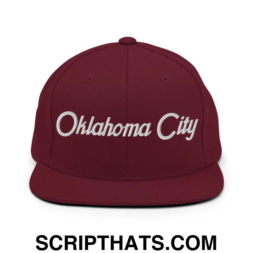 Oklahoma City Script Snapback Hat Maroon